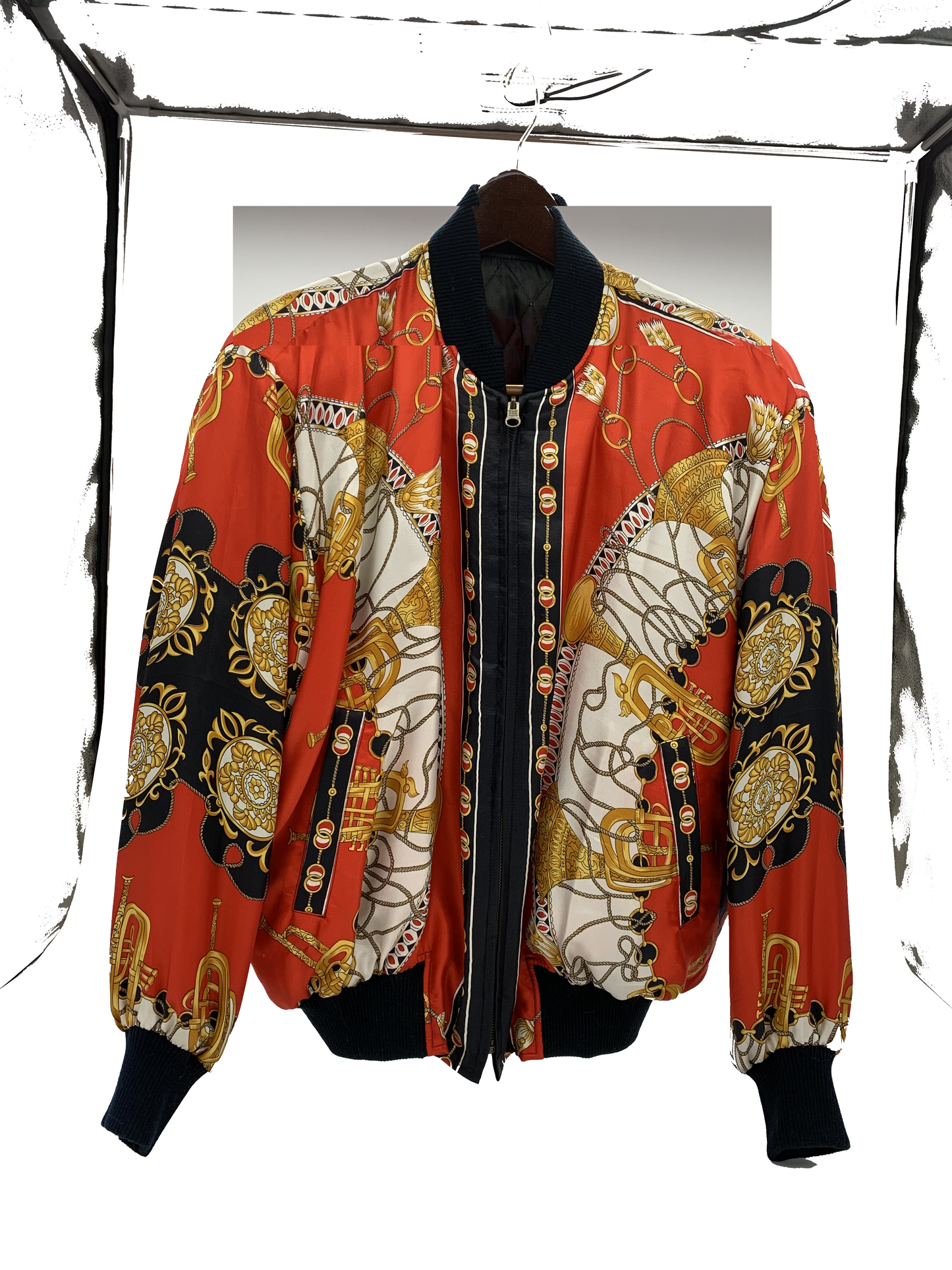 Gender Neutral rare 80s Versace-like print vintage bomber jacket size 10