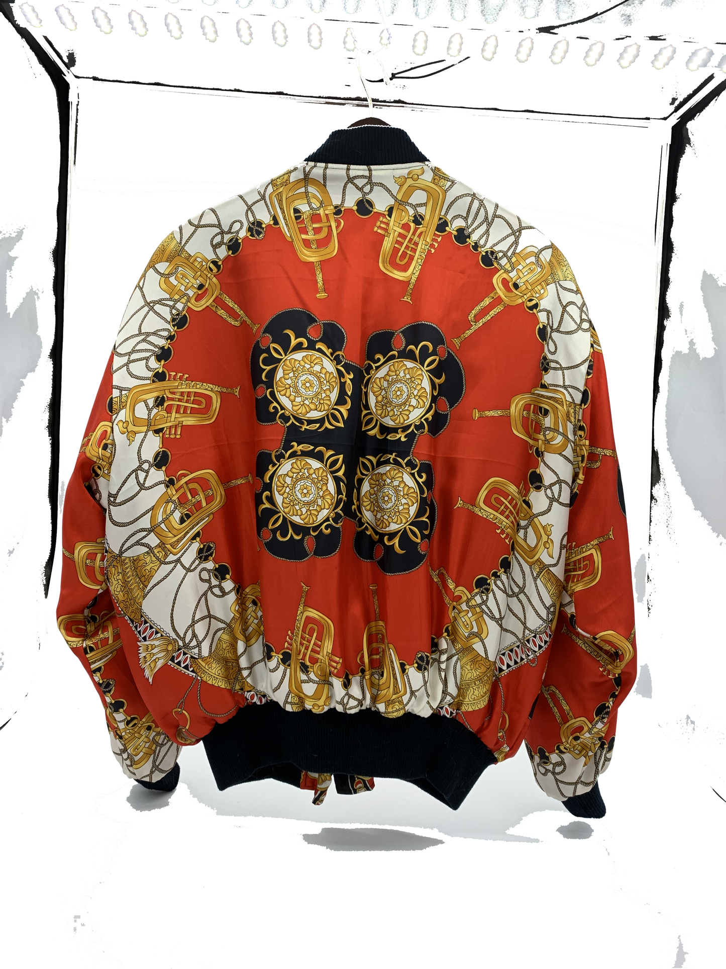 Gender Neutral rare 80s Versace-like print vintage bomber jacket size 10