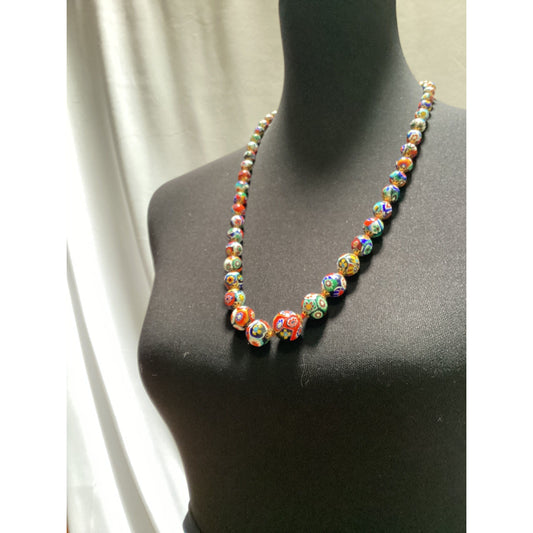 Vintage Millefiori Murano Venetian Italy Art Glass Beads Beaded Necklace