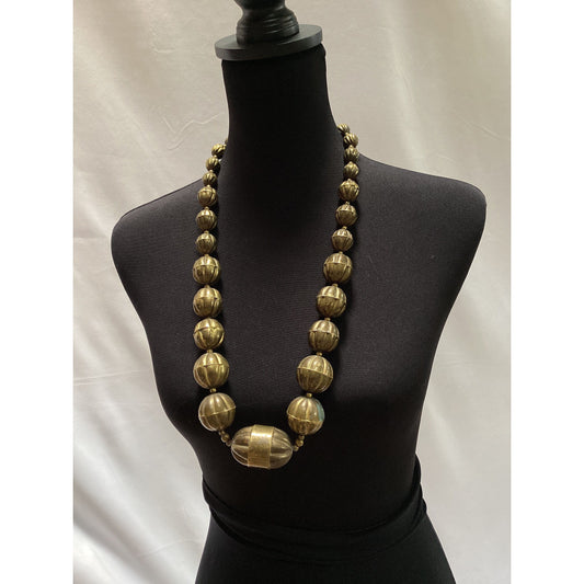 Brass Vintage  BOHO Graduated Hollow Bead Necklace