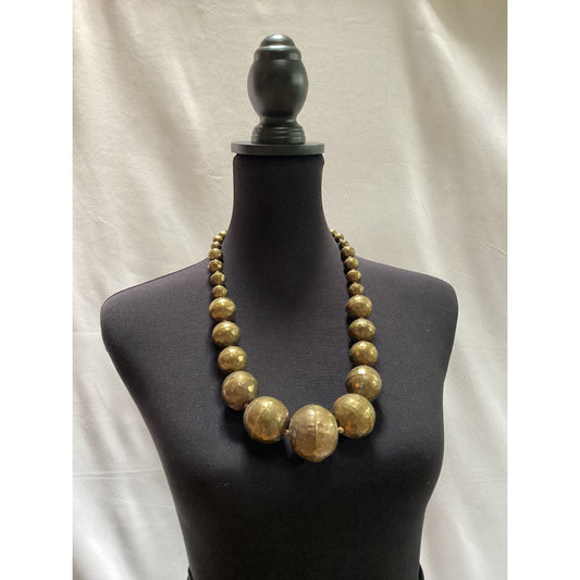 Vintage Hammered Brass Graduated Ball Necklace Statement