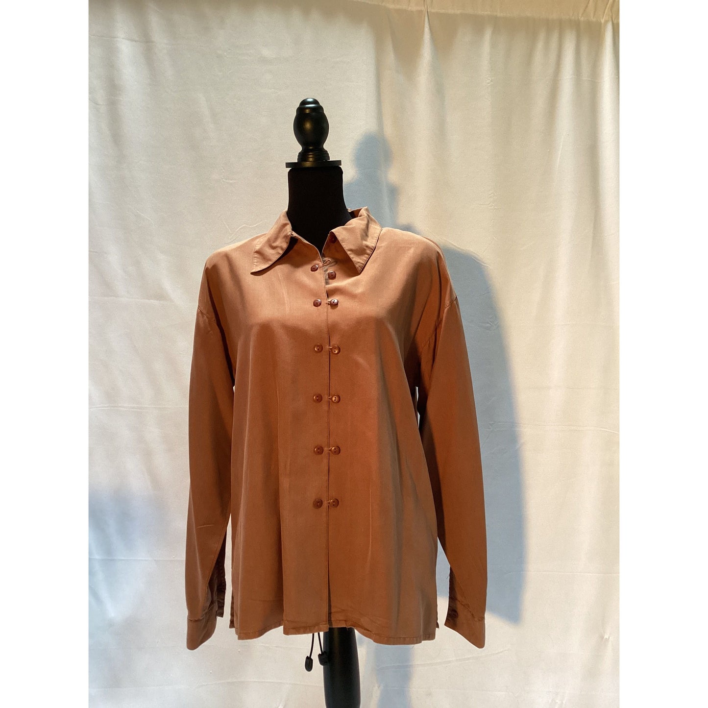 100% Silk Blouse bronze color size large