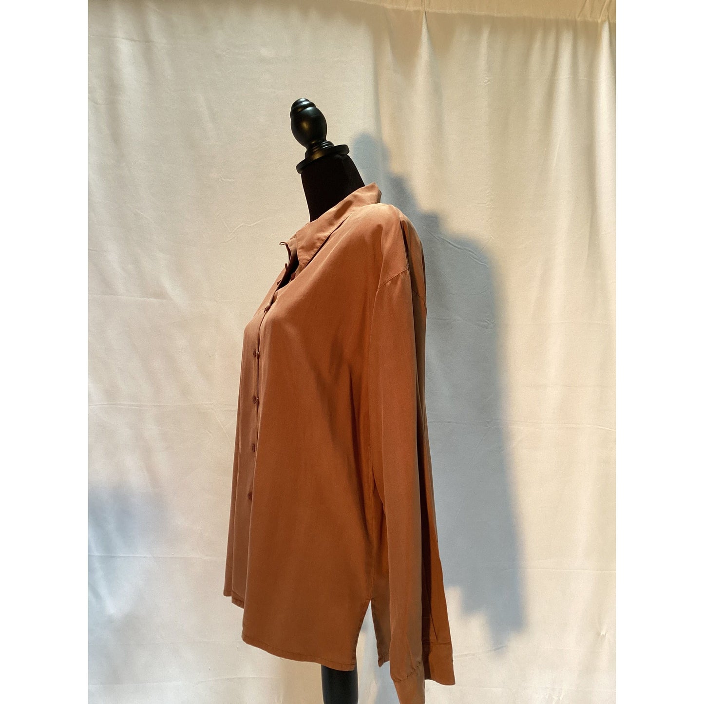 100% Silk Blouse bronze color size large