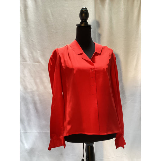 Red  Blouse 100% silk  long sleeved