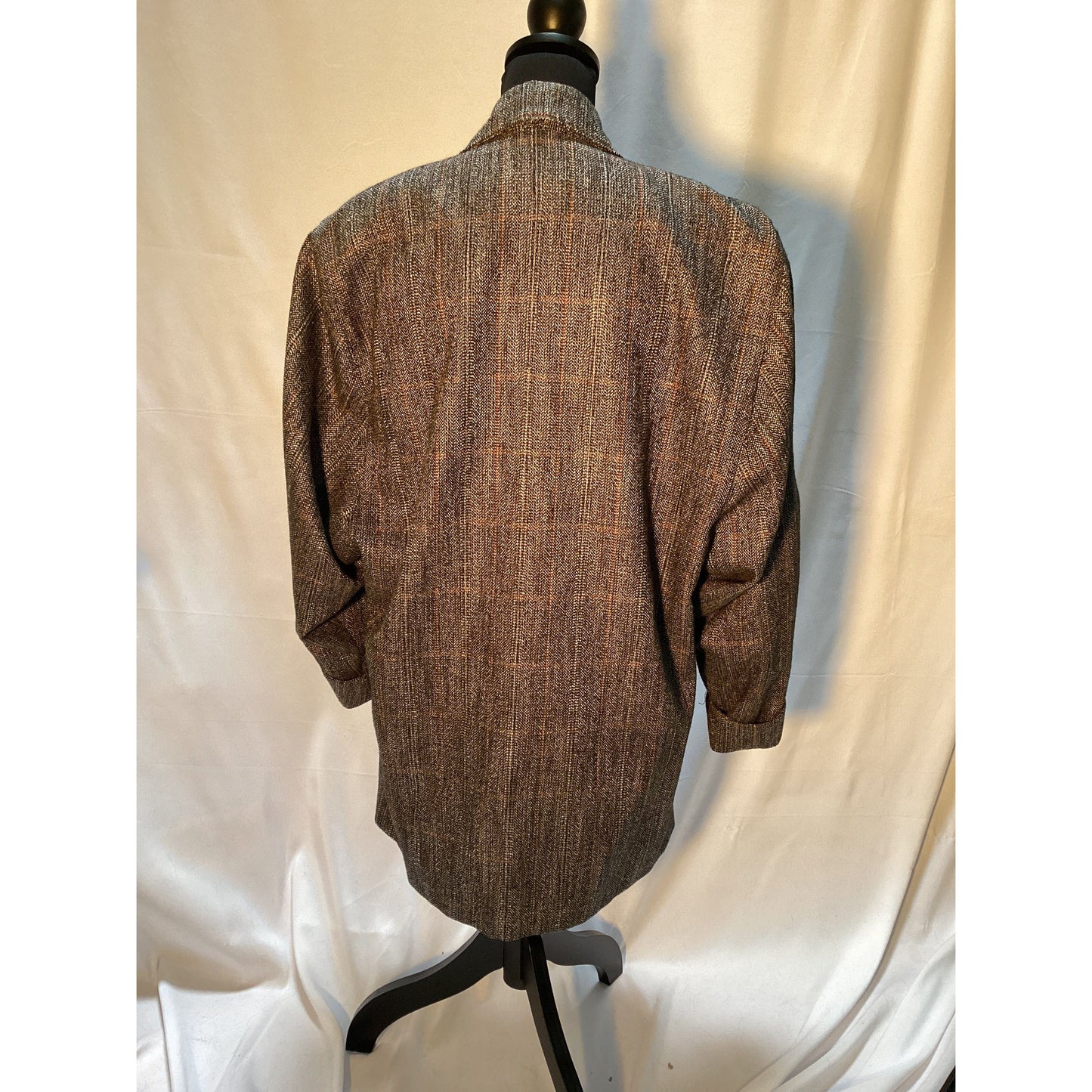 Oversized wool blazer, brown with stripes with pockets size 14/15