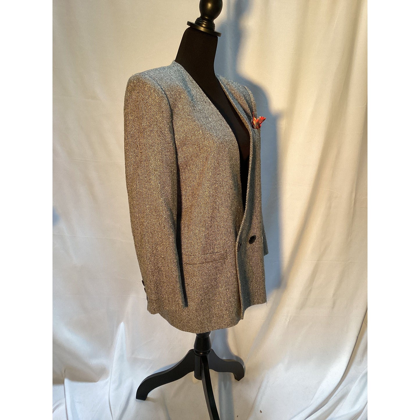 Oversized Vidal Sassoon Tweed Jacket with Shoulder Pads
