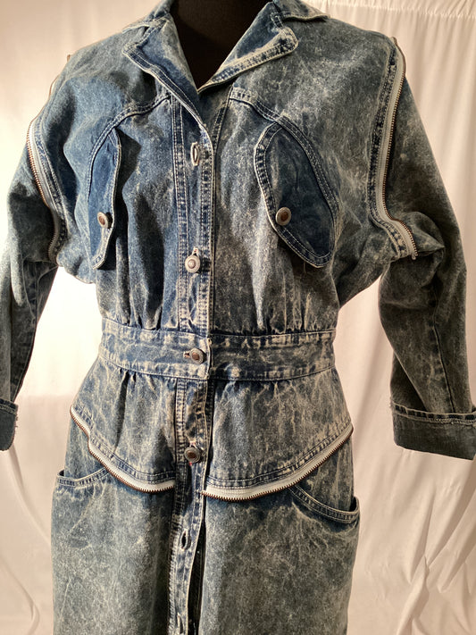 Front Button  Acid washed Denim Dress by Coloursport, size small