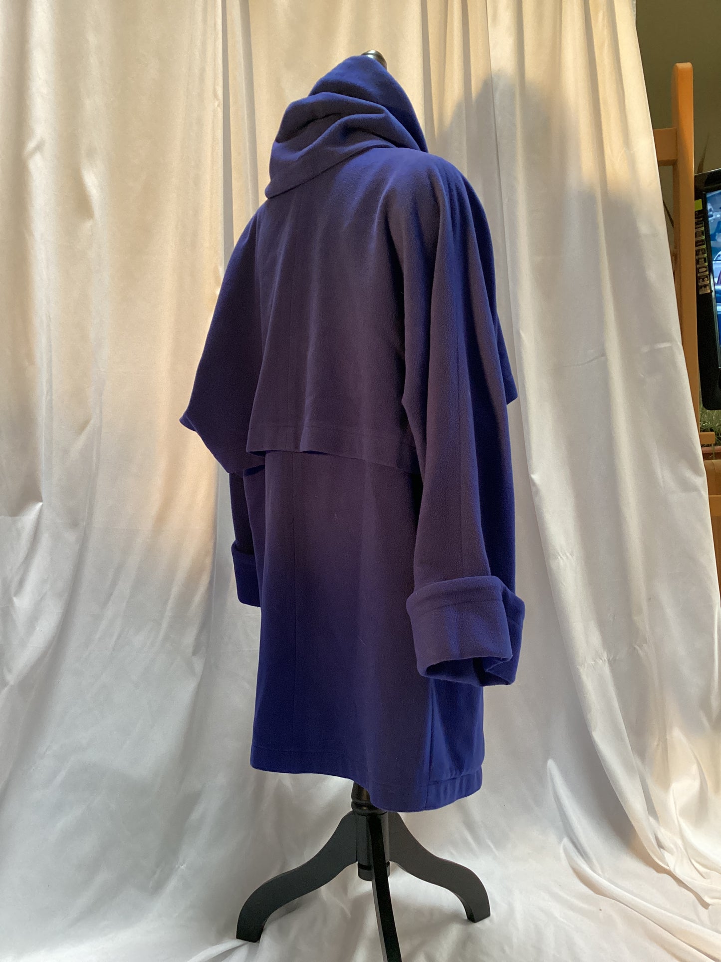 Blue Wool Wrap Coat w/Cape one button