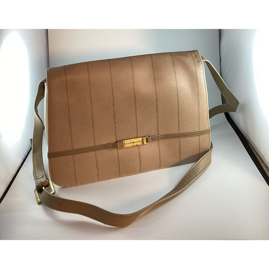 LIZ CLAIBORNE Women's Brown Vinyl Signature Messenger Shoulder Crossbody Bag