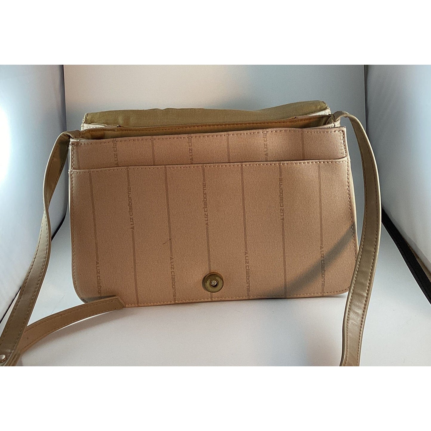 LIZ CLAIBORNE Women's Brown Vinyl Signature Messenger Shoulder Crossbody Bag