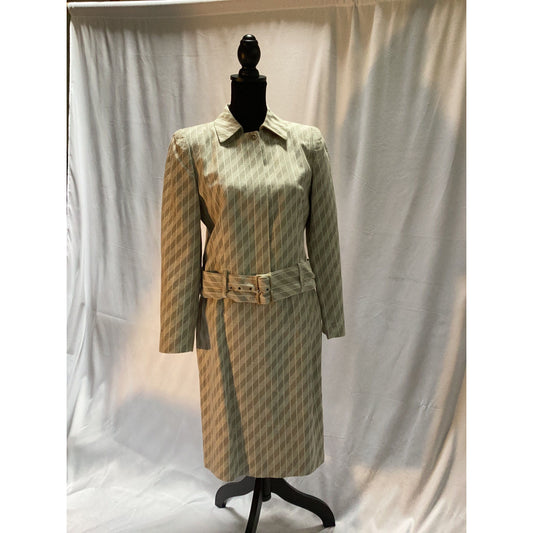Harve Benard 2 Piece Lined Cotton  Beige Suit with belt size 6