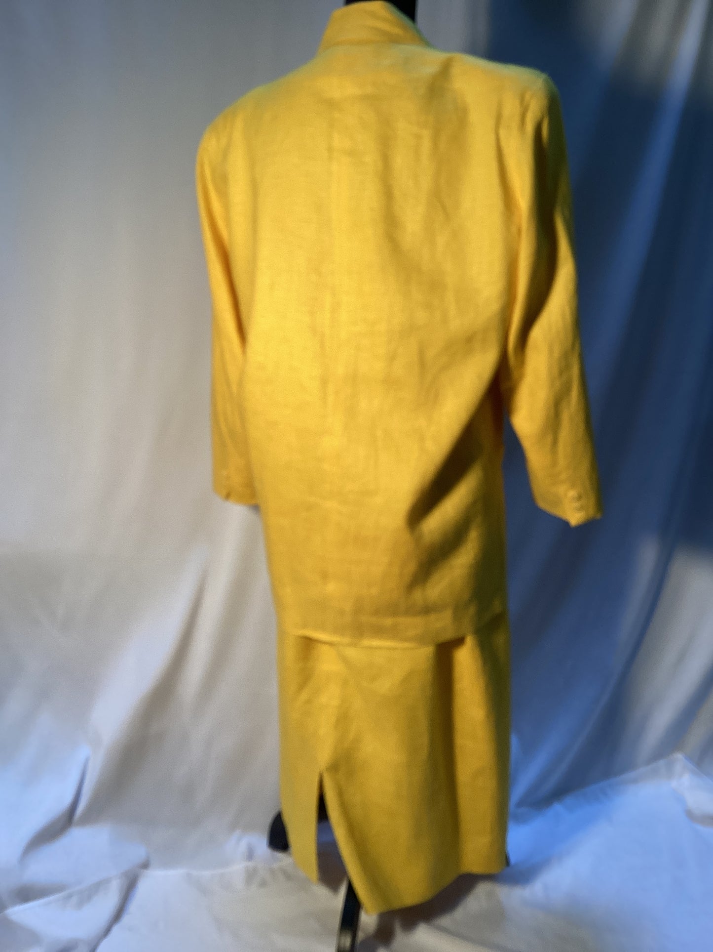 Lily Chao - Yellow Linen 2 Piece Suit size medium, sequin and leather applique