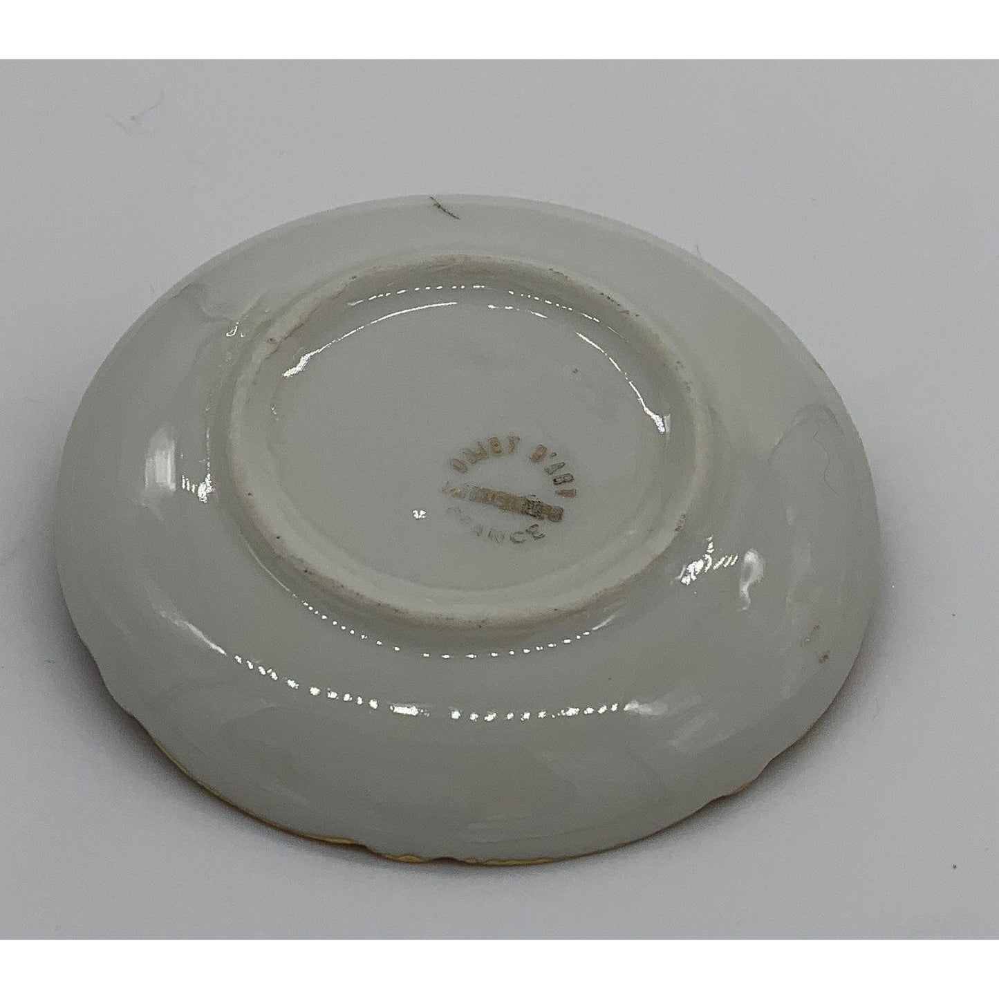Objet D'Art France Vintage Limoges, Miniature porcelain plate, cranberry with gold gilt