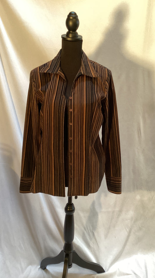 Harve Bernard  Striped 100%  warm Cotton Shirt by Bernard Holtzman with buttons