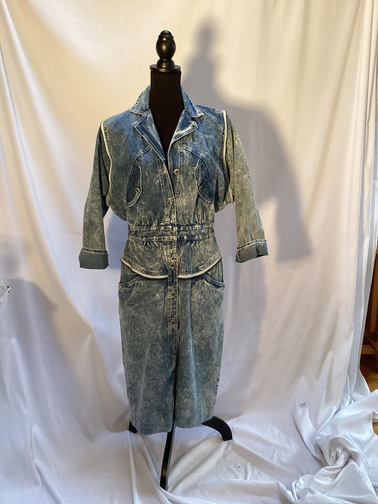 Front Button Acid washed Denim Dress by Coloursport, size small
