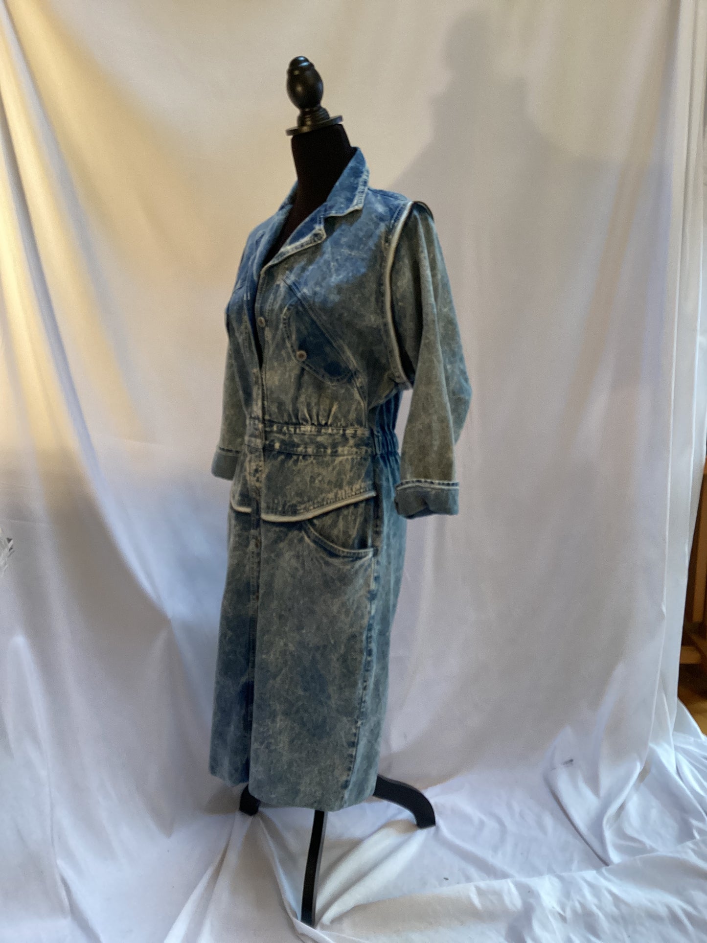 Front Button  Acid washed Denim Dress by Coloursport, size small