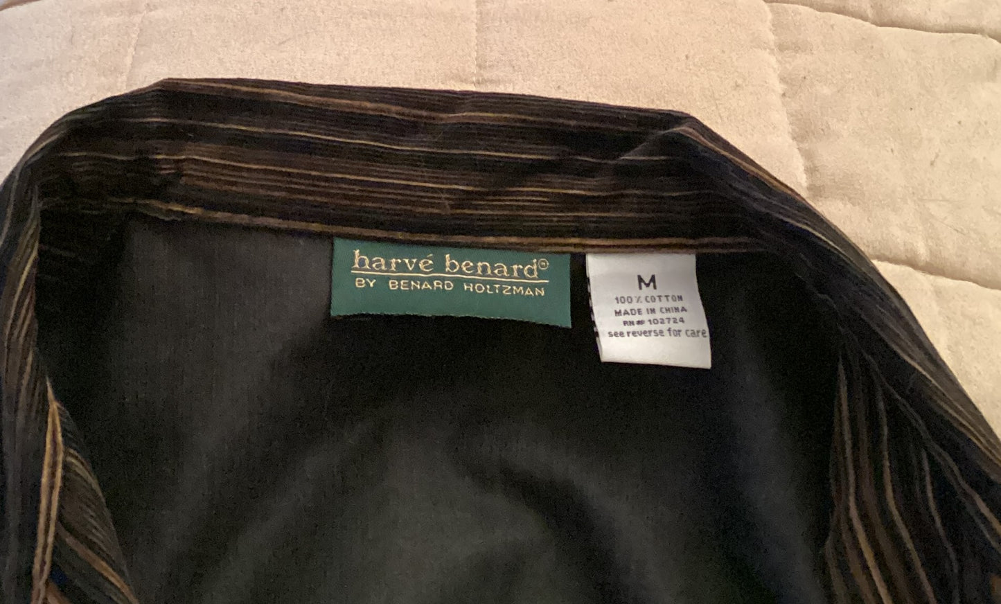 Harve Bernard  Striped 100%  warm Cotton Shirt by Bernard Holtzman with buttons