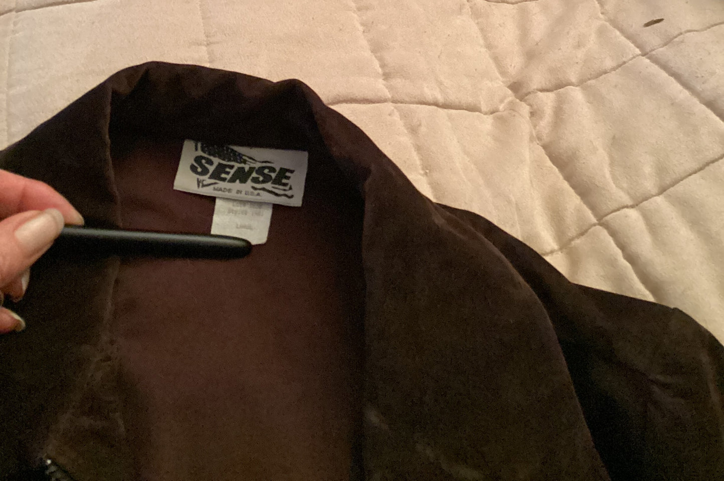 Small Dark Brown Suede Jacket with zipper 100%rayon