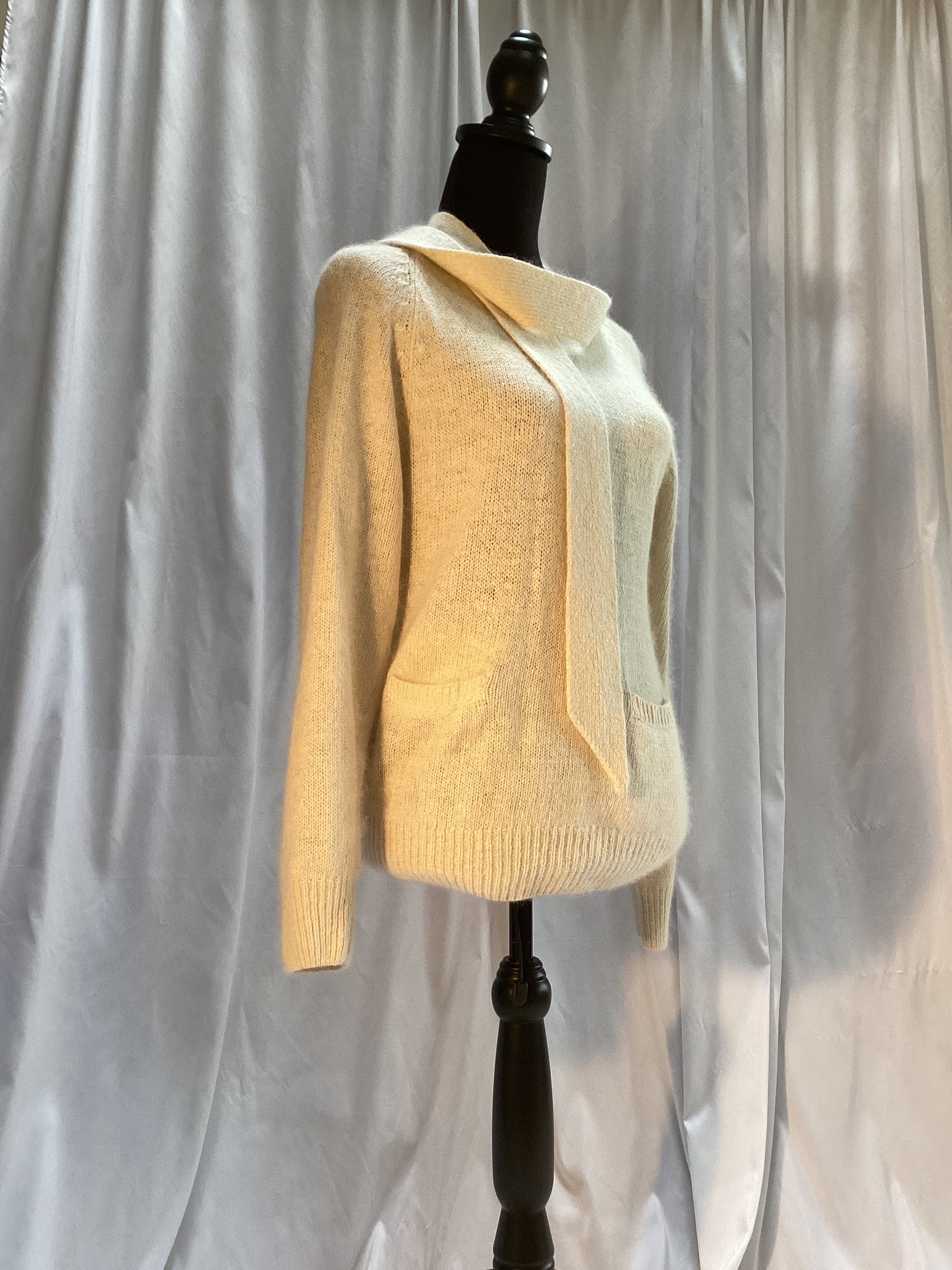 Beige silky soft sweater with attached scarf size small