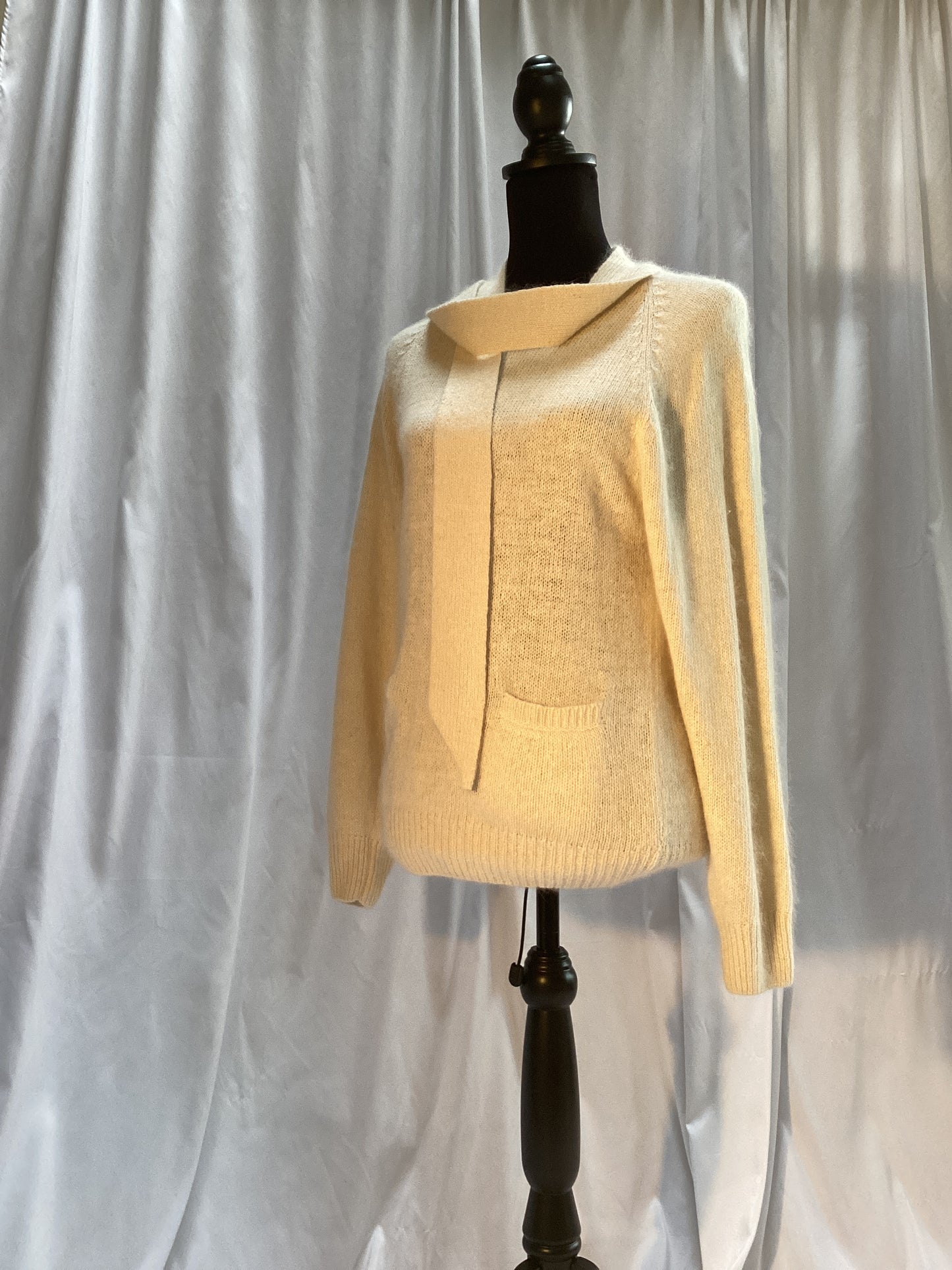 Beige silky soft sweater with attached scarf size small