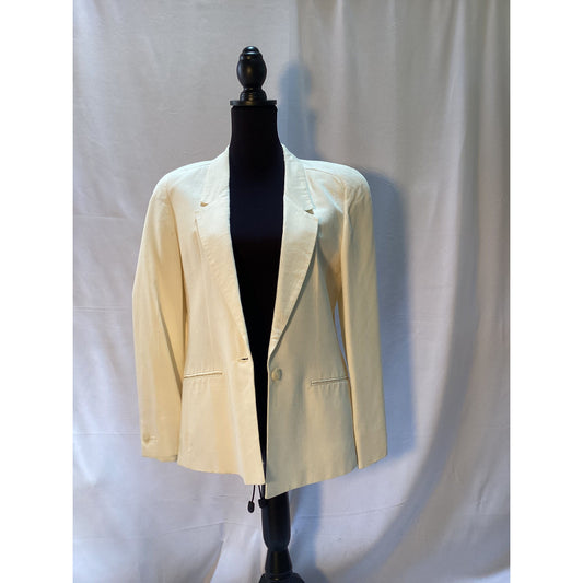 TAHARI Off White lined Linen Jacket  with rounded Shoulders