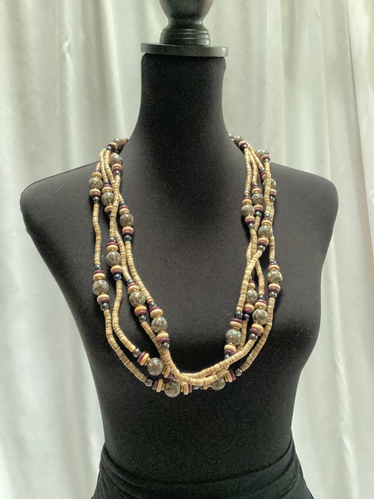Multi-strand vintage glass and stone necklace